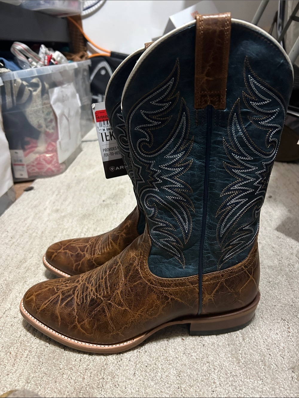 Ariat Men's Bankroll Western Boots Smokehouse Ocean Blue, Size 8.5 M Width NEW - Picture 3 of 8